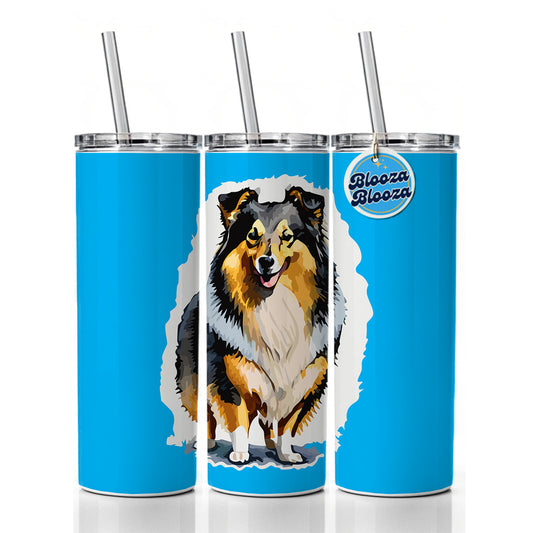 Shetland Sheepdog Standing Skinny Tumbler 20oz with Straw Insulated Water Bottle Gift