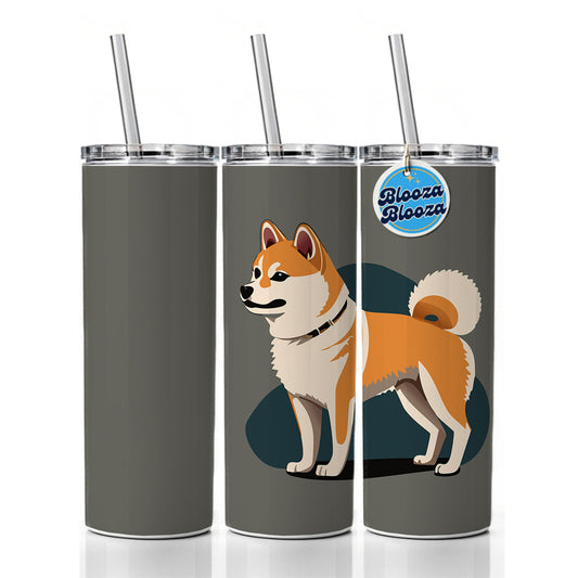 Shiba Inu Dog Standing Skinny Tumbler 20oz with Straw Insulated Water Bottle Gift