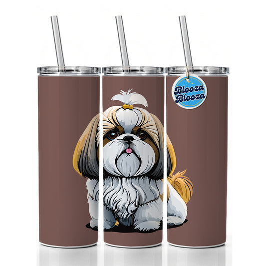 Shih Tzu Dog Cute Skinny Tumbler 20oz with Straw Insulated Water Bottle Gift