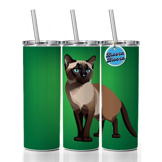 Siamese Cat Standing Skinny Tumbler 20oz with Straw Insulated Water Bottle Gift