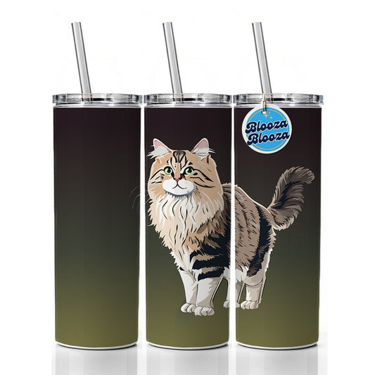Siberian Cat Standing Skinny Tumbler 20oz with Straw Insulated Water Bottle Gift