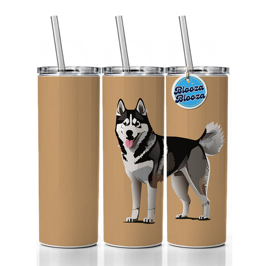 Siberian Husky Dog Standing Skinny Tumbler 20oz with Straw Insulated Water Bottle Gift