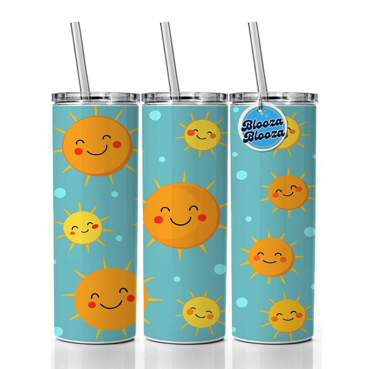 Smiling Suns Cute Skinny Tumbler 20oz with Straw Insulated Water Bottle Gift
