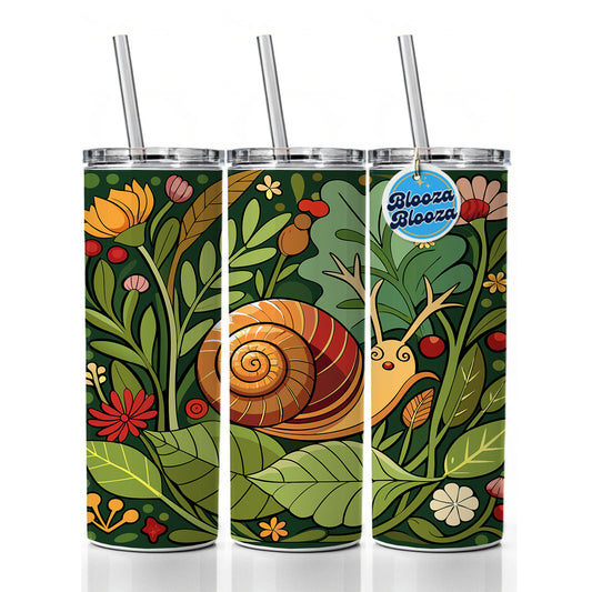 Snail Botanical Art Nouveau Skinny Tumbler 20oz with Straw Insulated Water Bottle Gift