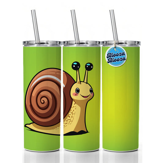 Snail Smiling Skinny Tumbler 20oz with Straw Insulated Water Bottle Gift