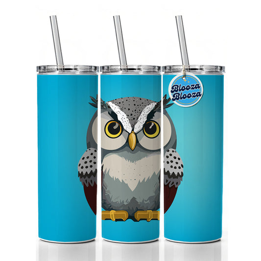 Snowy Owl Staring Skinny Tumbler 20oz with Straw Insulated Water Bottle Gift