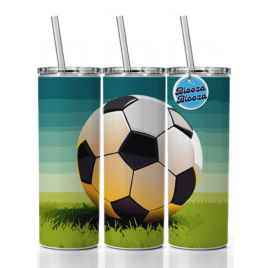 Soccer Ball Sport Skinny Tumbler 20oz with Straw Insulated Water Bottle Gift
