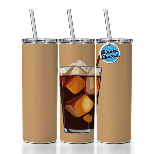 Soda Cola Pop Soft Drink Skinny Tumbler 20oz with Straw Insulated Water Bottle Gift