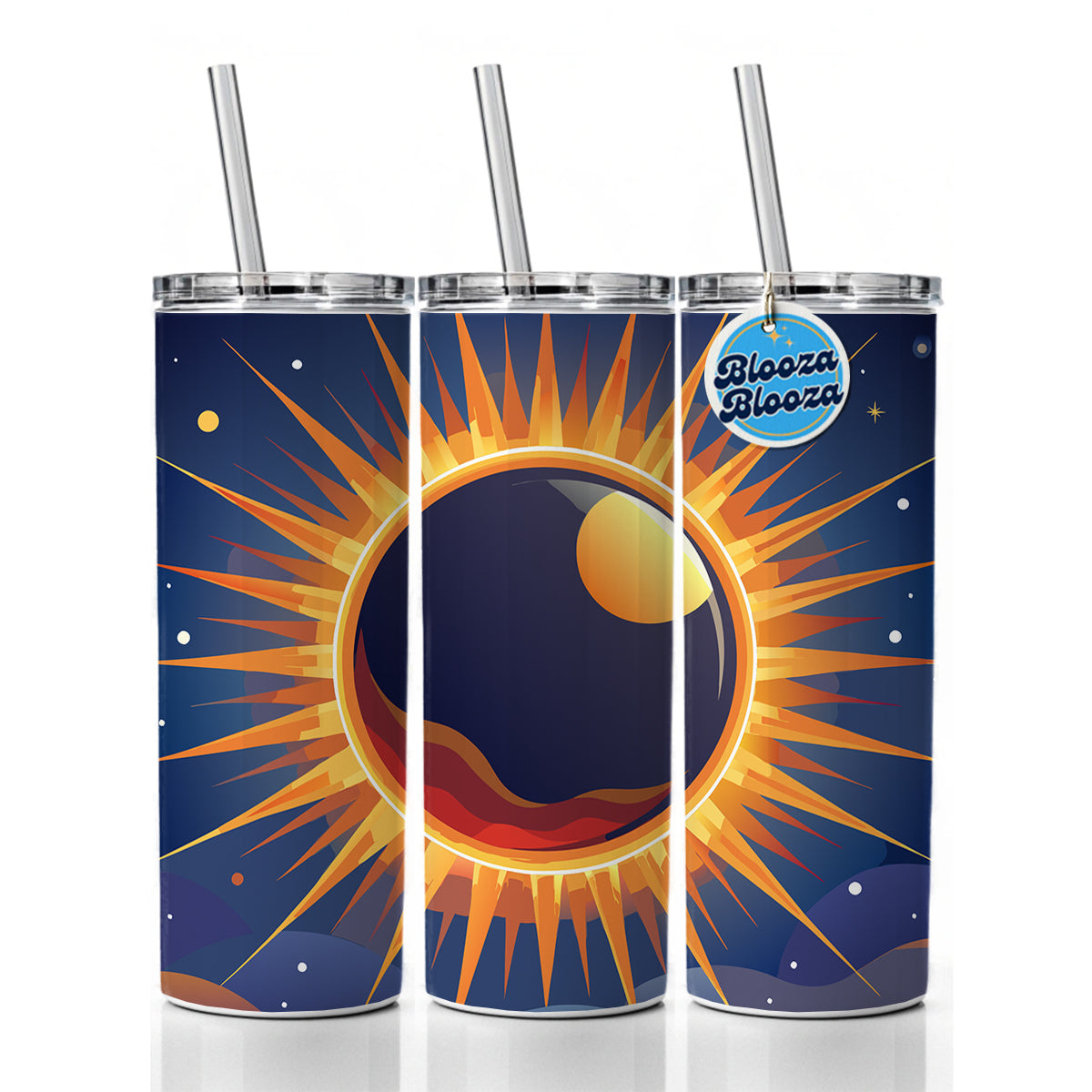 Solar Eclipse Sun Skinny Tumbler 20oz with Straw Insulated Water Bottle Gift