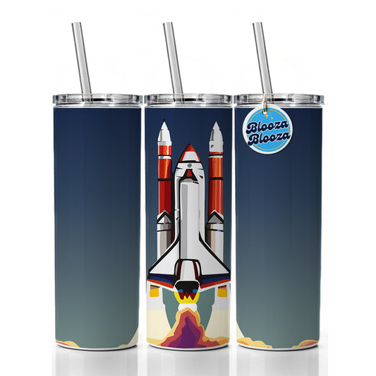Space Shuttle Launch Blasting Off Skinny Tumbler 20oz with Straw Insulated Water Bottle Gift