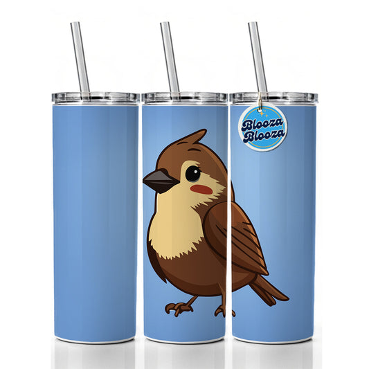 Sparrow Brown Bird Cute Skinny Tumbler 20oz with Straw Insulated Water Bottle Gift
