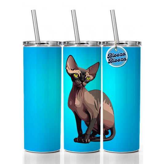 Sphynx Cat Sitting Skinny Tumbler 20oz with Straw Insulated Water Bottle Gift