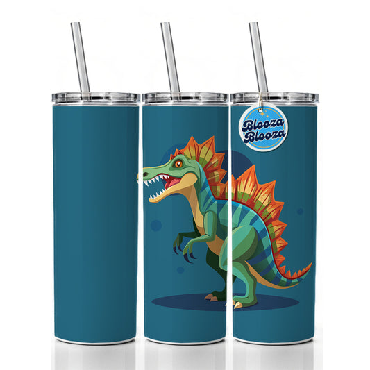 Spinosaurus Dinosaur Skinny Tumbler 20oz with Straw Insulated Water Bottle Gift