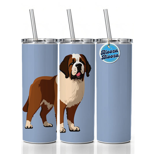 St Bernard Dog Standing Skinny Tumbler 20oz with Straw Insulated Water Bottle Gift