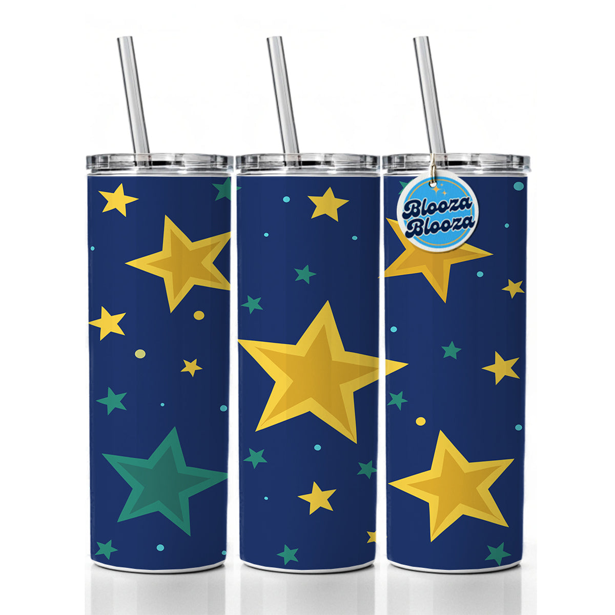Stars Scattered Background Skinny Tumbler 20oz with Straw Insulated Water Bottle Gift