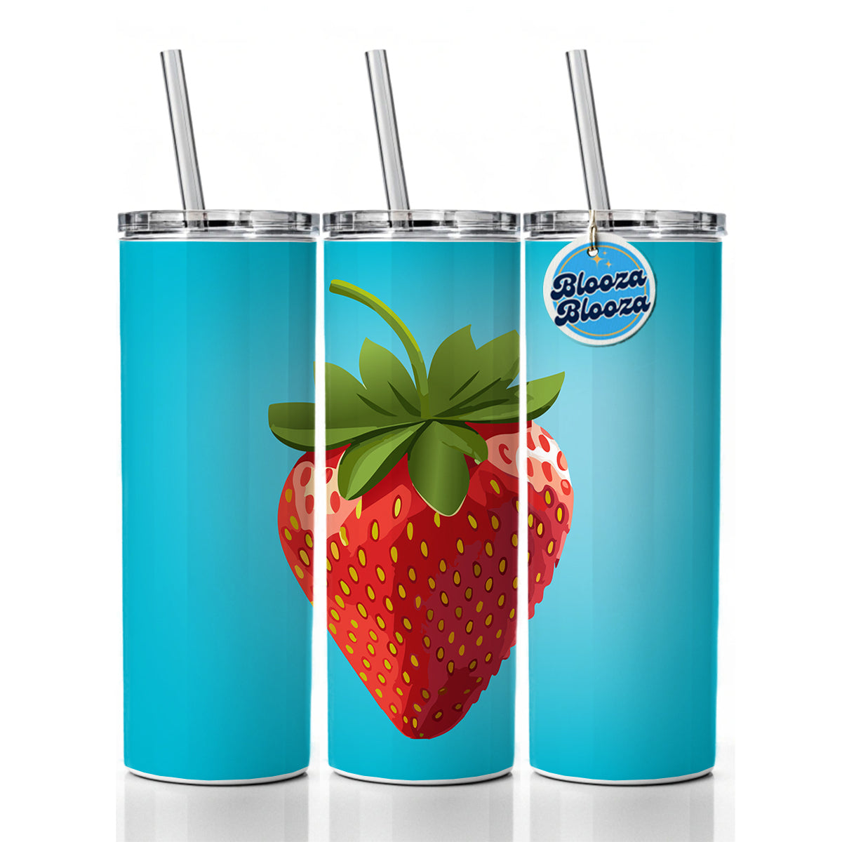Strawberry Fruit Skinny Tumbler 20oz with Straw Insulated Water Bottle Gift