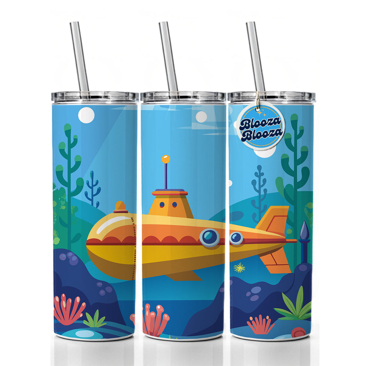 Submarine Under Water Skinny Tumbler 20oz with Straw Insulated Water Bottle Gift