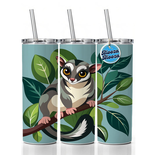 Sugar Glider on Tree Branch Skinny Tumbler 20oz with Straw Insulated Water Bottle Gift