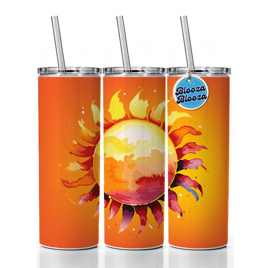Sun Watercolor Artistic Skinny Tumbler 20oz with Straw Insulated Water Bottle Gift