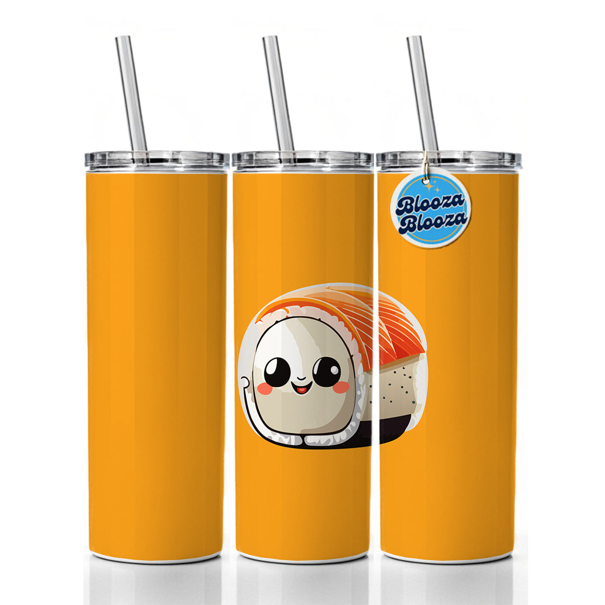 Sushi Roll Cute Chibi Kawaii Funny Food Skinny Tumbler 20oz with Straw Insulated Water Bottle Gift