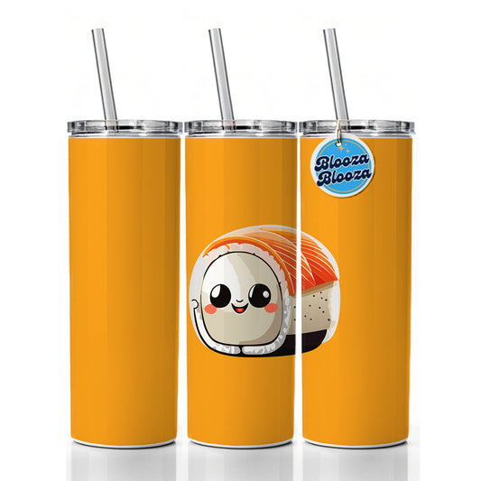 Sushi Roll Cute Chibi Kawaii Funny Food Skinny Tumbler 20oz with Straw Insulated Water Bottle Gift