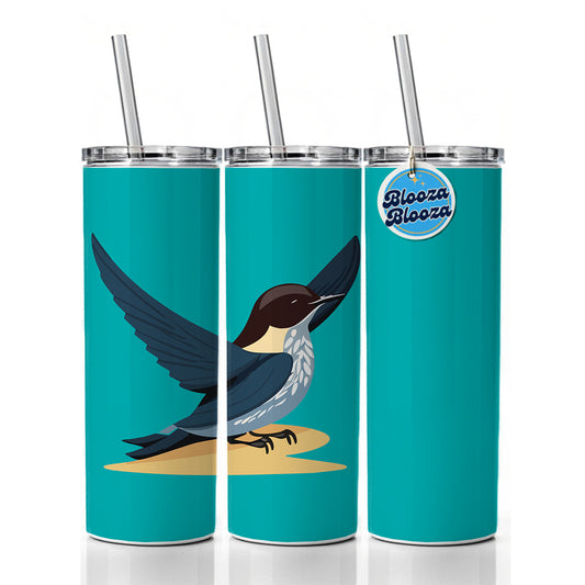 Swallow Bird Blue Skinny Tumbler 20oz with Straw Insulated Water Bottle Gift