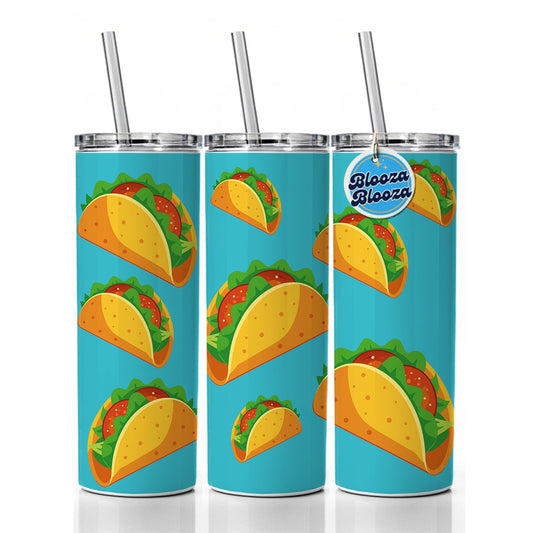 Taco Crispy Mexican Food Skinny Tumbler 20oz with Straw Insulated Water Bottle Gift