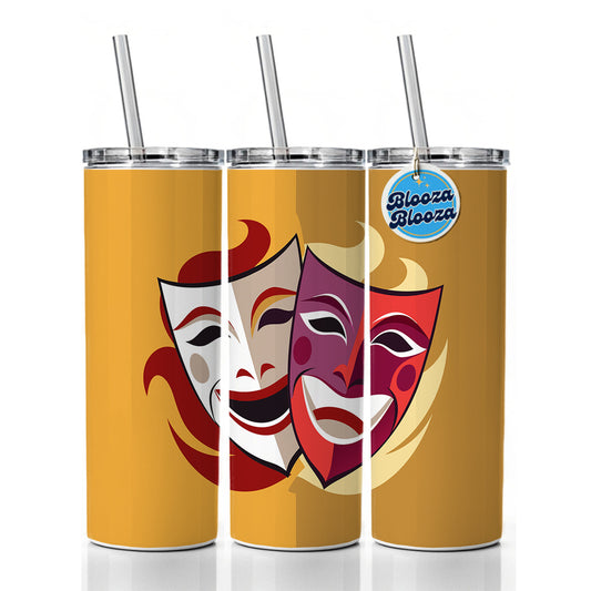 Theater Drama Masks Theatre Acting Actors Skinny Tumbler 20oz with Straw Insulated Water Bottle Gift