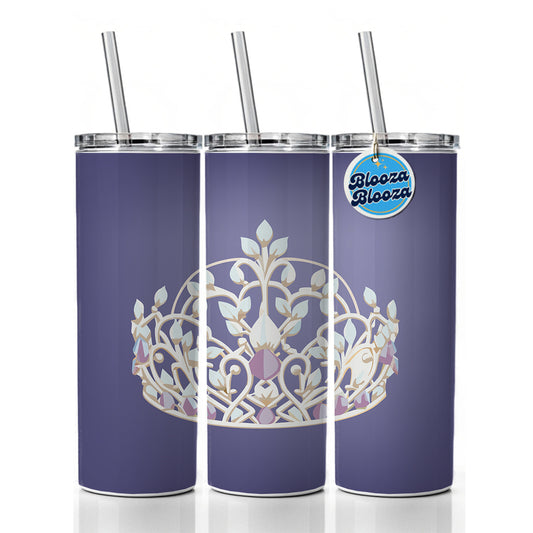 Tiara Princess Queen Royalty Skinny Tumbler 20oz with Straw Insulated Water Bottle Gift
