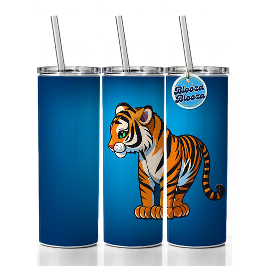 Tiger Cute Standing Skinny Tumbler 20oz with Straw Insulated Water Bottle Gift