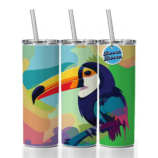 Toucan Tucan Tropical Bird Skinny Tumbler 20oz with Straw Insulated Water Bottle Gift