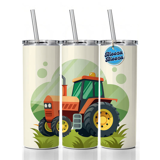 Tractor Cartoon Skinny Tumbler 20oz with Straw Insulated Water Bottle Gift