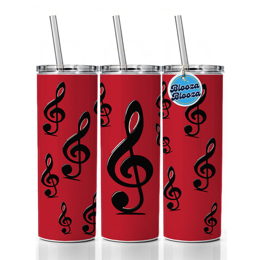 Treble Clef Music Musical Musician Skinny Tumbler 20oz with Straw Insulated Water Bottle Gift