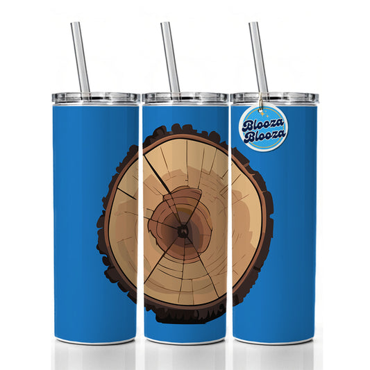 Tree Ring Slice Skinny Tumbler 20oz with Straw Insulated Water Bottle Gift
