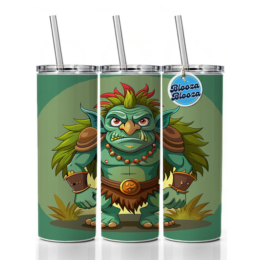 Troll Ogre Ugly Skinny Tumbler 20oz with Straw Insulated Water Bottle Gift