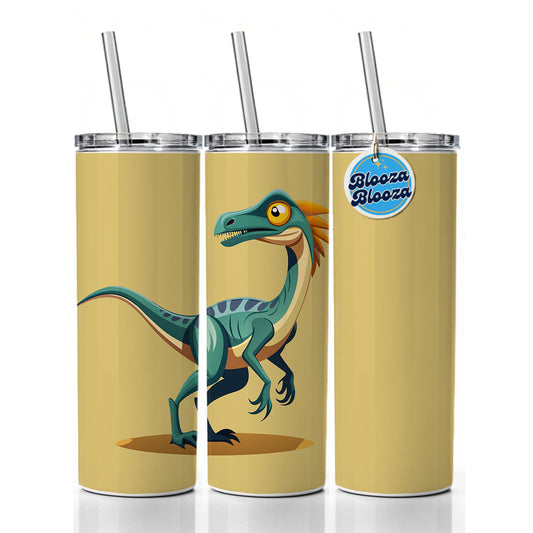 Troodon Dinosaur Skinny Tumbler 20oz with Straw Insulated Water Bottle Gift