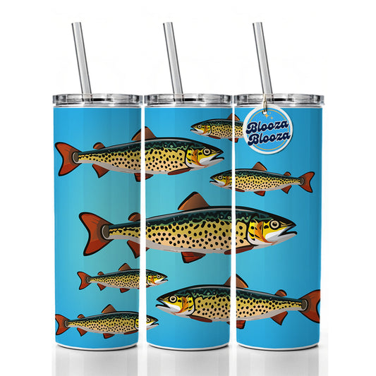 Trout Fish Fishing Skinny Tumbler 20oz with Straw Insulated Water Bottle Gift