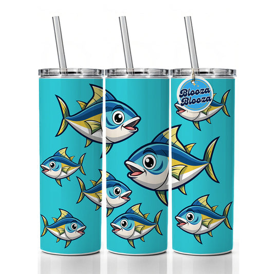 Tuna Fish Cute Skinny Tumbler 20oz with Straw Insulated Water Bottle Gift