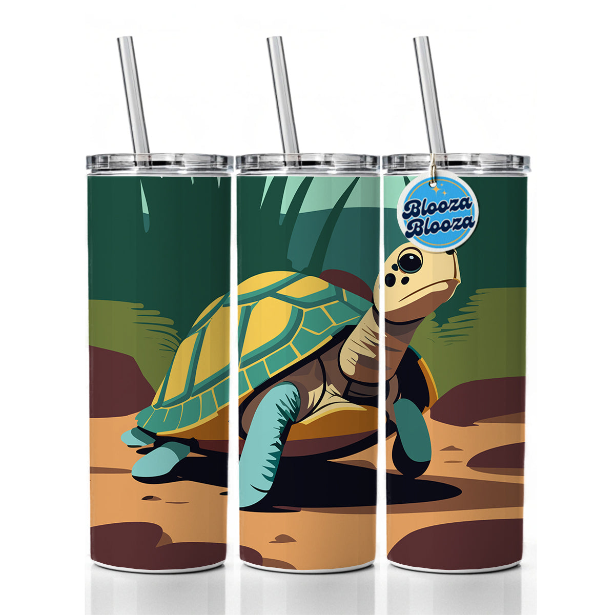 Turtle in the Wild Skinny Tumbler 20oz with Straw Insulated Water Bottle Gift