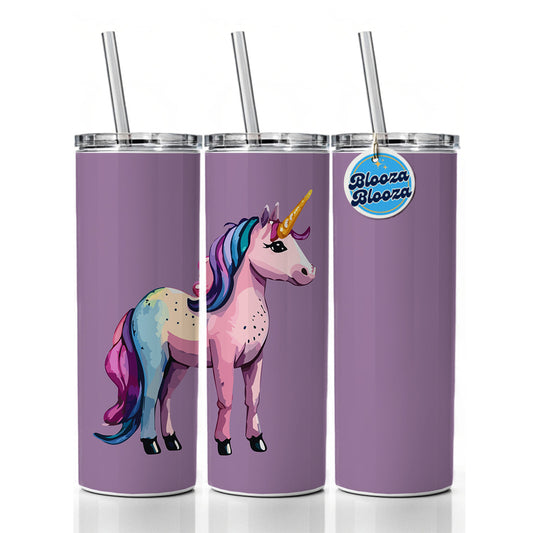 Unicorn Standing Colorful Skinny Tumbler 20oz with Straw Insulated Water Bottle Gift