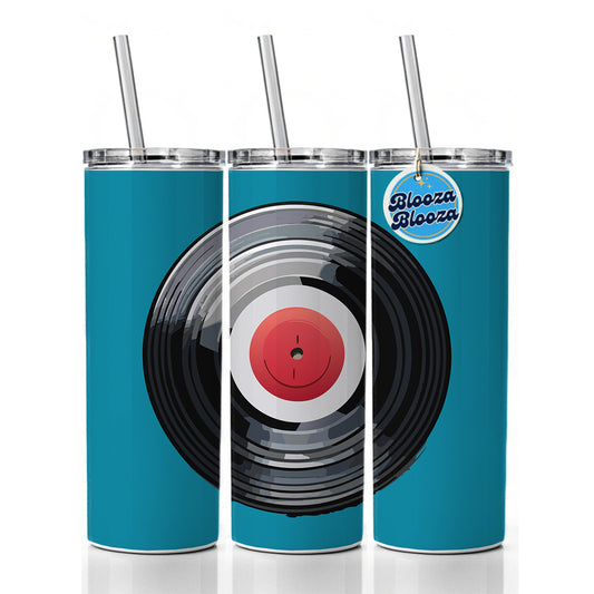 Vinyl Record Music Retro Skinny Tumbler 20oz with Straw Insulated Water Bottle Gift