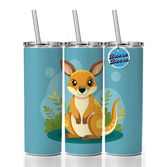 Wallaby Small Kangaroo Cute Australian Animal Skinny Tumbler 20oz with Straw Insulated Water Bottle Gift