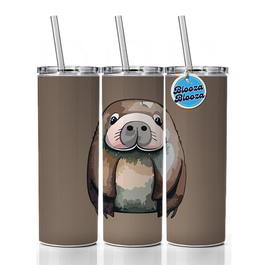 Walrus Cute Watercolor Skinny Tumbler 20oz with Straw Insulated Water Bottle Gift