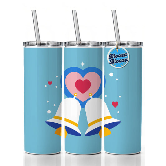 Wedding Bells Heart Love Marriage Skinny Tumbler 20oz with Straw Insulated Water Bottle Gift