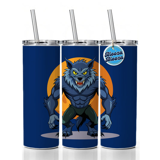 Werewolf Scary Skinny Tumbler 20oz with Straw Insulated Water Bottle Gift