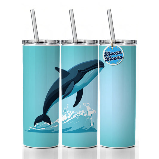 Whale Jumping Out of Water Skinny Tumbler 20oz with Straw Insulated Water Bottle Gift