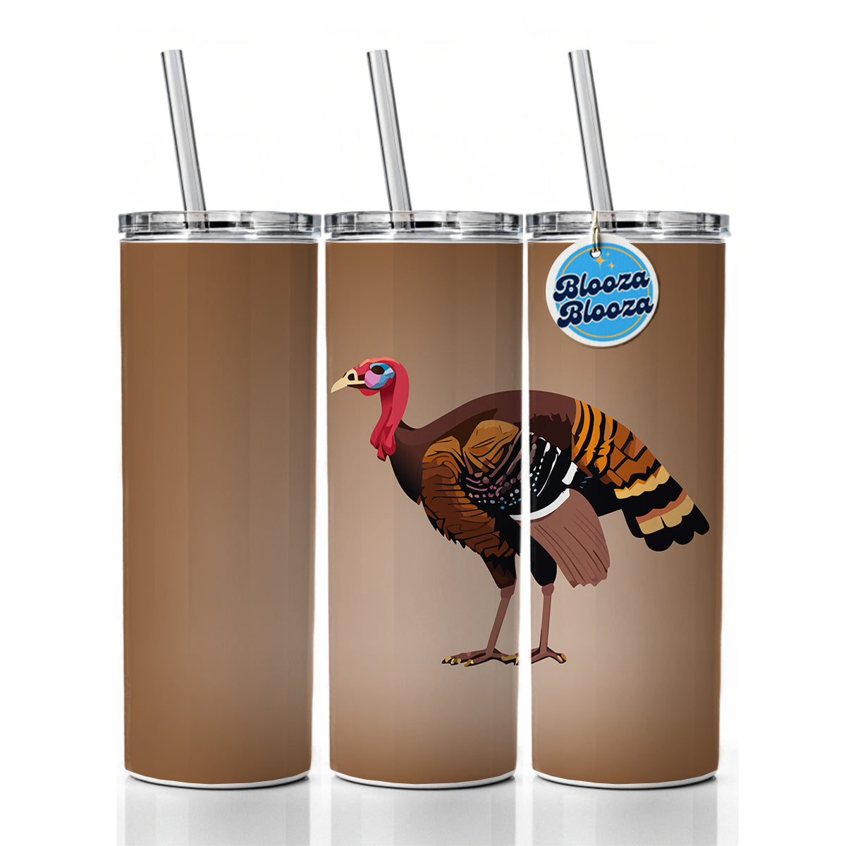 Wild Turkey Profile Skinny Tumbler 20oz with Straw Insulated Water Bottle Gift