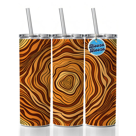 Wood Grain Tree Pattern Skinny Tumbler 20oz with Straw Insulated Water Bottle Gift