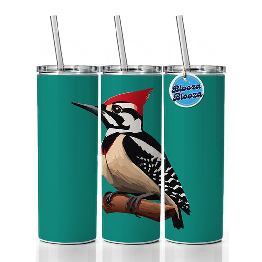 Woodpecker Bird on Branch Skinny Tumbler 20oz with Straw Insulated Water Bottle Gift