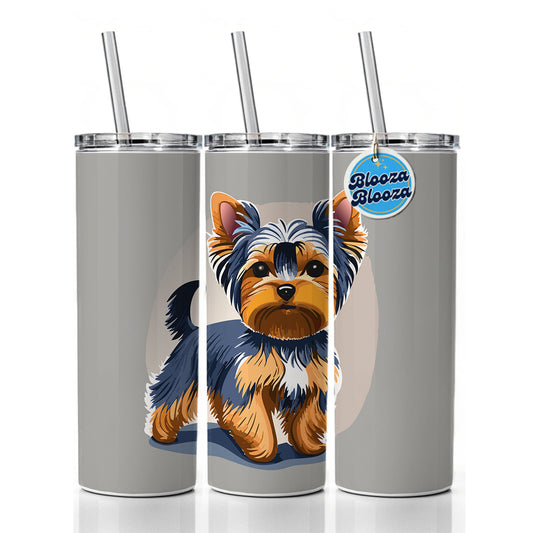 Yorkshire Terrier Dog Standing Skinny Tumbler 20oz with Straw Insulated Water Bottle Gift